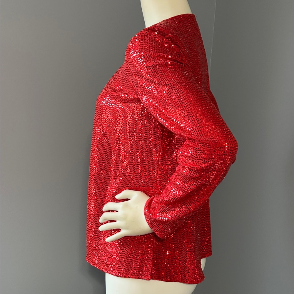 NWT Anne Klein Red Sequin Jacket - Picture 9 of 16